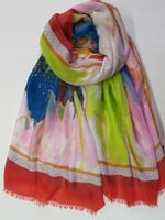 Duży cienki szal czerwony mix kolorów wiosna 22