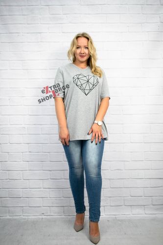 BLUZKA SHINE SZARA SERCE PLUS SIZE na Arena.pl