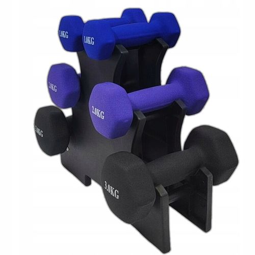 Zestaw hantli do ćwiczeń hantle hantelki ciężarki fitness stojak 1/2/3KG 12 na Arena.pl