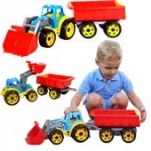 DUZY TRAKTOR CIĄGNIK Z PRZYCZEPĄ KOPARKA MEGA 64cm