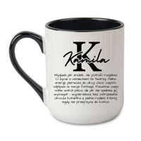 KUBEK Z IMIENIEM "KAMILA" Wzór - Elegant Coffee Czarny 330 ml