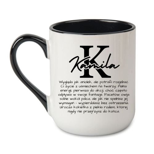 KUBEK Z IMIENIEM "KAMILA" Wzór - Elegant Coffee Czarny 330 ml na Arena.pl