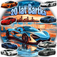 OPŁATEK NA TORT 20CM - SUPER SAMOCHÓD DEKORACJA URODZINOWA + IMIĘ 15CM 18CM