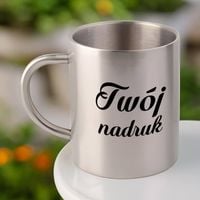 Srebrny kubek ze stali nierdzewnej z Twoim nadrukiem - 450 ml