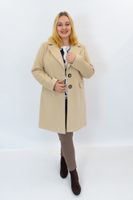 Zimowy Płaszcz Dyplomatka Damska z Guzikami Beżowy 48