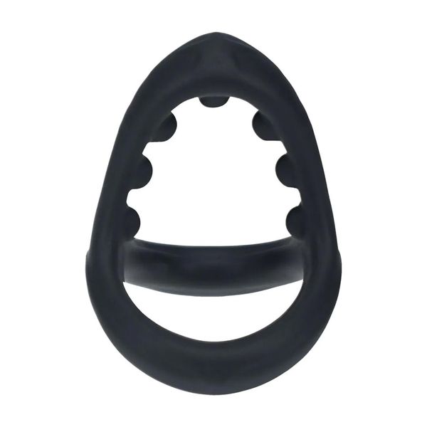 Soft Bead Grip Silicone Cock And Ball Ring - Black zdjęcie 4