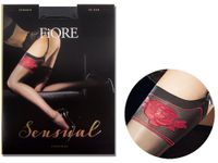 Pończochy do pasa z czerwoną różą Fiore 20den Black 3