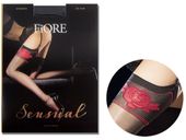 Pończochy do pasa z czerwoną różą Fiore 20den Black 3