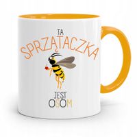 Dla Sprzątaczki Kubek Żółty Na Prezent Urodziny Z Nadrukiem Ze Zdjęciem