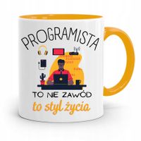 Kubek Żółty Informatyka Programisty To Styl Życia Z Nadrukiem Ze Zdjęciem