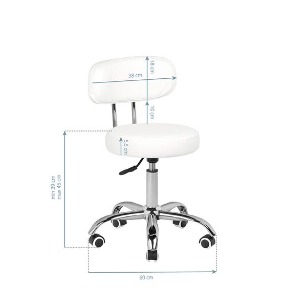 Taboret kosmetyczny do pedicure A-007 biały zdjęcie 4