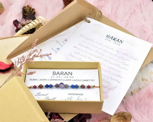 Bransoletka Znak Zodiaku BARAN Naturalne Kamienie Zodiak zdjęcie 15