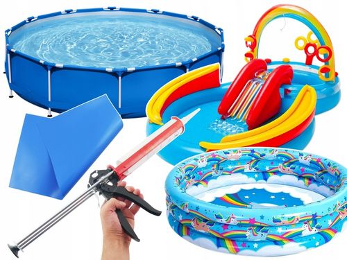 Łatka PVC do materacy Łata basenowa 27x50cm Mocny klej Odłuszczacz 100ml na Arena.pl