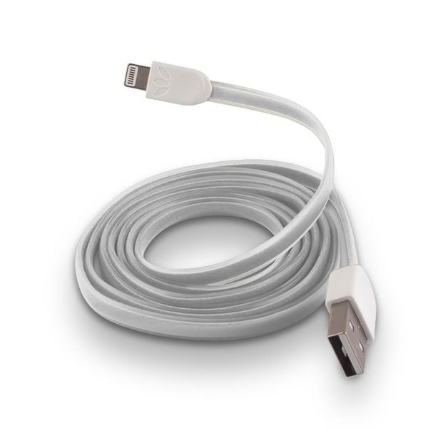 Kabel Forever do iPhone 8-PIN silikonowy płaski biały zdjęcie 1