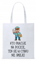 Dla Listonosza Prezent Torba Eco Biała Shopper Z Nadrukiem Ze Zdjęciem