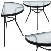 stół ogrodowy stolik balkonowy na balkon taras szklany metalowy czarny