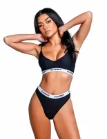 playboy lingerie lifestyle zestaw dwuczęściowy czarny, logo, m