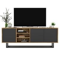 Szafka RTV, loft, NORD, 150x35x53 cm, dąb wotan, grafit, mat | TYLETEGOTU