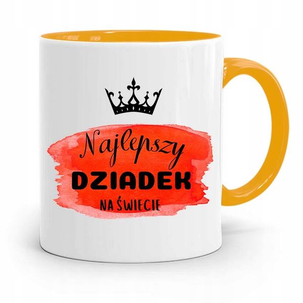 Kubek Żółty Na Dzień Dziadka Najlepszy Dziadek Z Nadrukiem Ze Zdjęciem zdjęcie 1