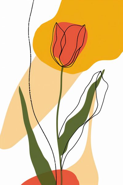 Plakat 20x30cm Przerysowany Tulipan zdjęcie 1