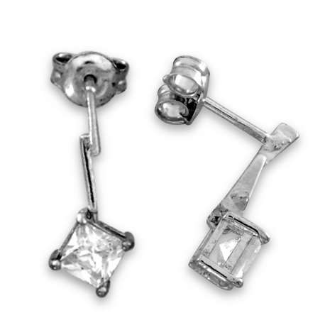 SREBRNE KOLCZYKI Z KWADRATOWYMI CYRKONIAMI SREBRO PRÓBY 925 na Arena.pl