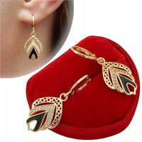 ZŁOTE KOLCZYKI WISZĄCE AŻUROWO CZARNE Z CYRKONIAMI WYJĄTKOWE DLA