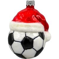 Bombka choinkowa szklana, ręcznie malowana: Piłka w czapce Mikołaja