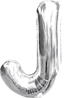 Srebrny Balon Helowy w Kształcie Litery J 40 cm Dekoracja na Imprezy