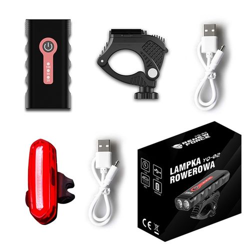 Lampka Rowerowa Światło PRZÓD TYŁ LED na rower kierownicę MOCNA USB 1800lm na Arena.pl