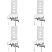 Krzesła stołowe, 4 szt., białe, obite sztuczną skórą