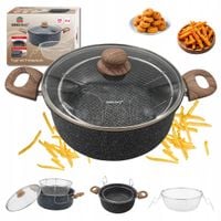 Garnek do frytek z koszykiem 24cm 4L non-stick nieprzywieralny indukcja gaz