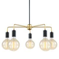 LAMPA wisząca MALENE MDM3386/5 BK+GD Italux metalowa OPRAWA pająk ZWIS żarówki bulbs loft złoty