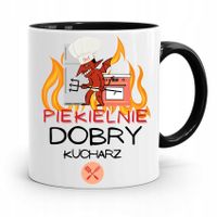 Kubek Czarny Dla Piekielnie Dobrego Kucharza Z Nadrukiem Ze Zdjęciem