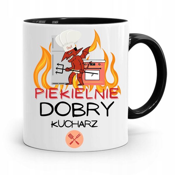 Kubek Czarny Dla Piekielnie Dobrego Kucharza Z Nadrukiem Ze Zdjęciem zdjęcie 1