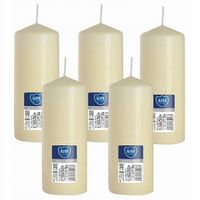 ZESTAW 5 ŚWIEC STOŁOWYCH WALEC KLASYCZNA ŚWIECZKA 15cm 48h ECRU