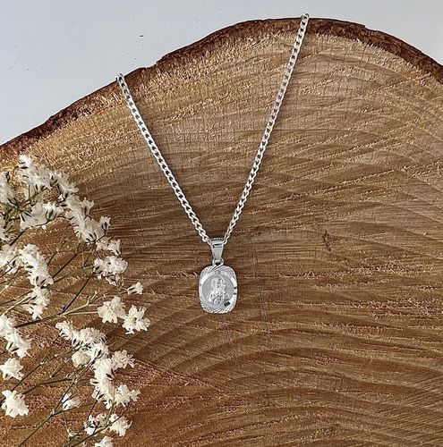 Srebrny łańcuszek 45 cm z medalikiem Matki Boskiej komunia chrzest prezent na Arena.pl