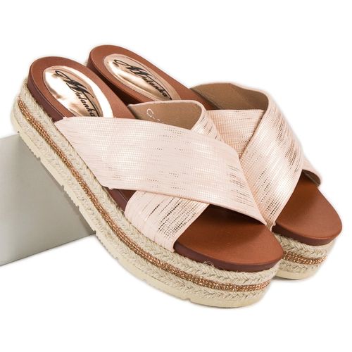 Pudrowe klapki espadryle r.38 na Arena.pl