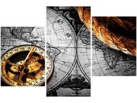 60 90CM OBRAZ 3 ELEM ZABYTKOWA MAPA ŚCIENNY DRUK PŁÓTNO