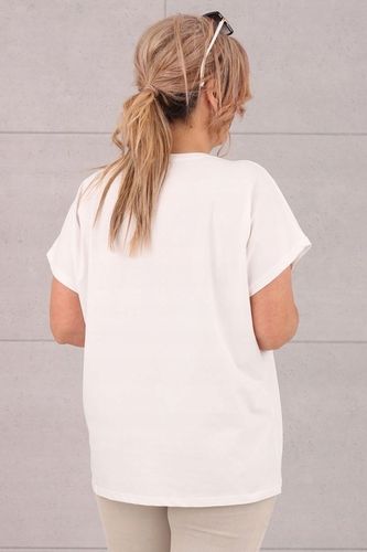 BLUZKA BAWEŁNIANA Z KRÓTKIM RĘKAWEM DUŻE ROZMIARY NA LATO Z NADRUKIEM LUŹNA na Arena.pl