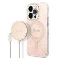 Zestaw Guess GUBPP14LH4EACSP Case+ Charger iPhone 14 Pro 6,1" różowy/pink