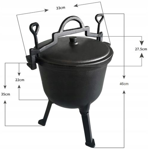 KOCIOŁEK ŻELIWNY GARNEK myśliwski węgierski pieczonki 8L na OGNISKO GRILL na Arena.pl