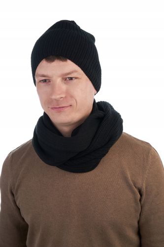 KOMPLET ZIMOWY CZAPKA U3 + KOMIN T2 - CZARNY na Arena.pl