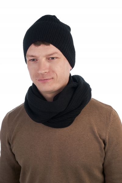 KOMPLET ZIMOWY CZAPKA U3 + KOMIN T2 - CZARNY zdjęcie 4