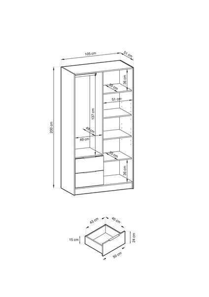 Szafa dwudrzwiowa z szufladami Nelly 2D dąb artisan lamele zdjęcie 4