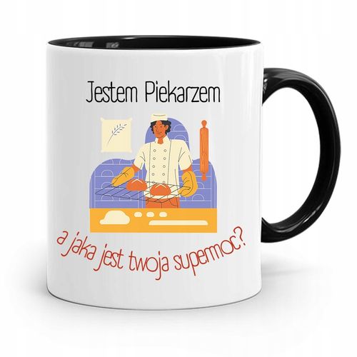Kubek Czarny Prezent Dla Piekarza Jestem Piekarzem Z Nadrukiem Ze Zdjęciem na Arena.pl