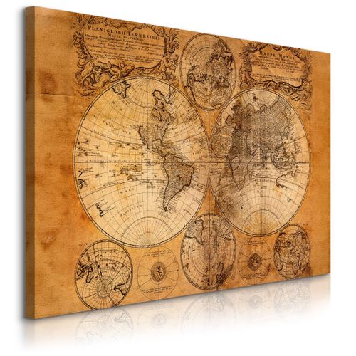 Obraz na Płótnie Stara Mapa Świata Vintage Do Salonu Biura 70cm x 50cm na Arena.pl