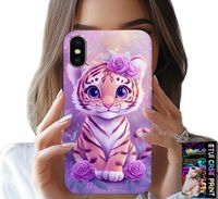 ETUI DO IPHONE XS MAX - SŁODKI TYGRYSEK NA RÓŻOWYM TLE + SZKŁO