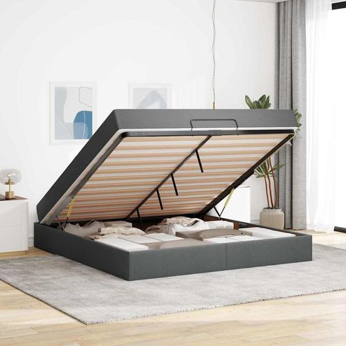 Ramka łóżka z przechowywaniem ciemno szary 180 x 200 cm tkanina na Arena.pl