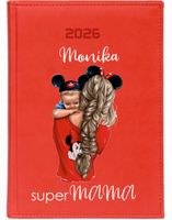 KALENDARZ A5 2026 DZIENNY terminarz z nadrukiem UV SUPER MAMA Z IMIENIEM