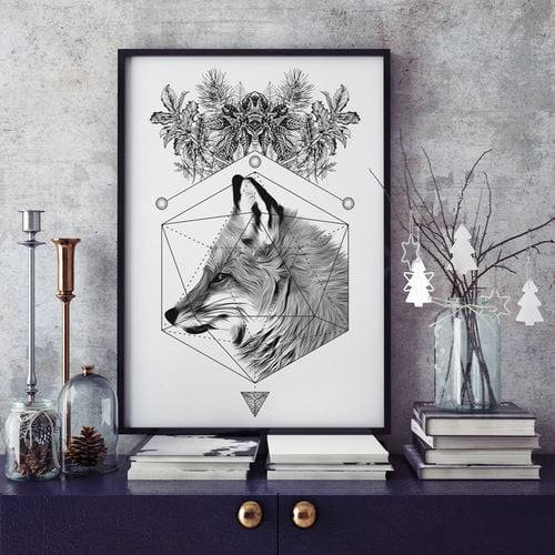 Plakat cyfrowy do wydruku lis geometria na Arena.pl